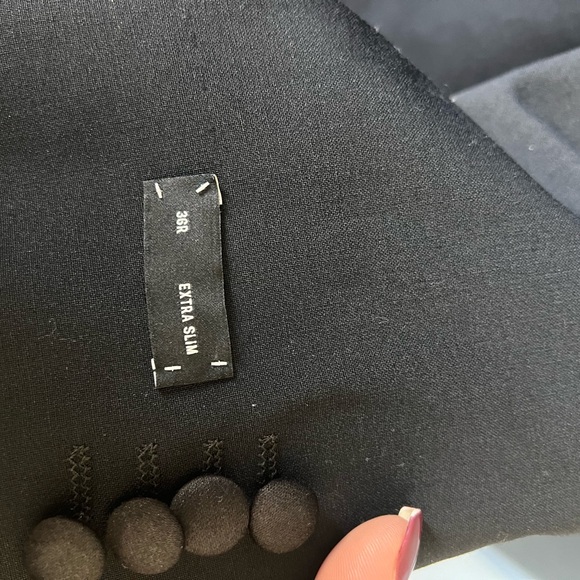 Express extra slim Black wool-blend Tuxedo Jacket - Picture 6 of 11